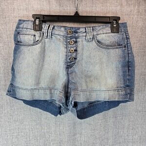 LEI Shorts Juniors Womens Size 9 Tatum High Rise Exposed Button Fly Denim Beach